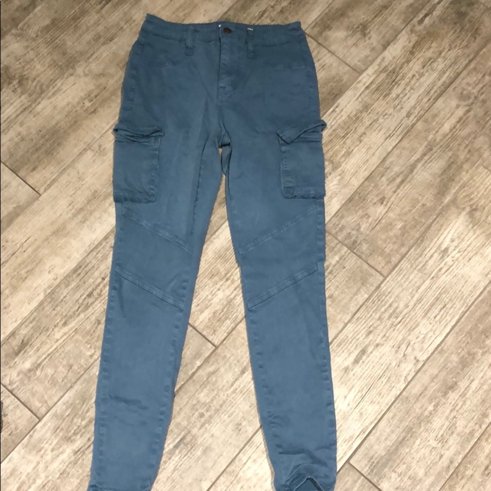 dusty blue high rise pants